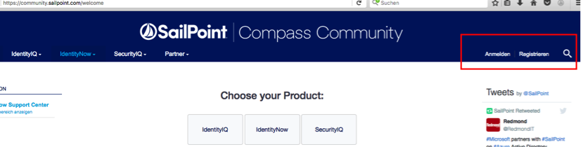 SailPoint Compass Community Anmeldung